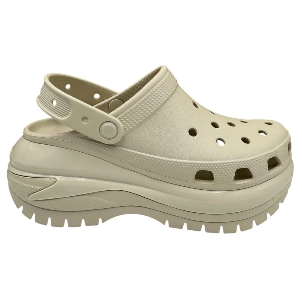 Crocs Women's Mega Crush Chunky Platform Clogs Size 9 Bone Beige Slip-on Sandals